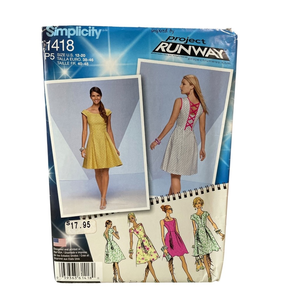 Simplicity 1418 Misses Dress Sewing Pattern Sizes 12-20 Project Runway